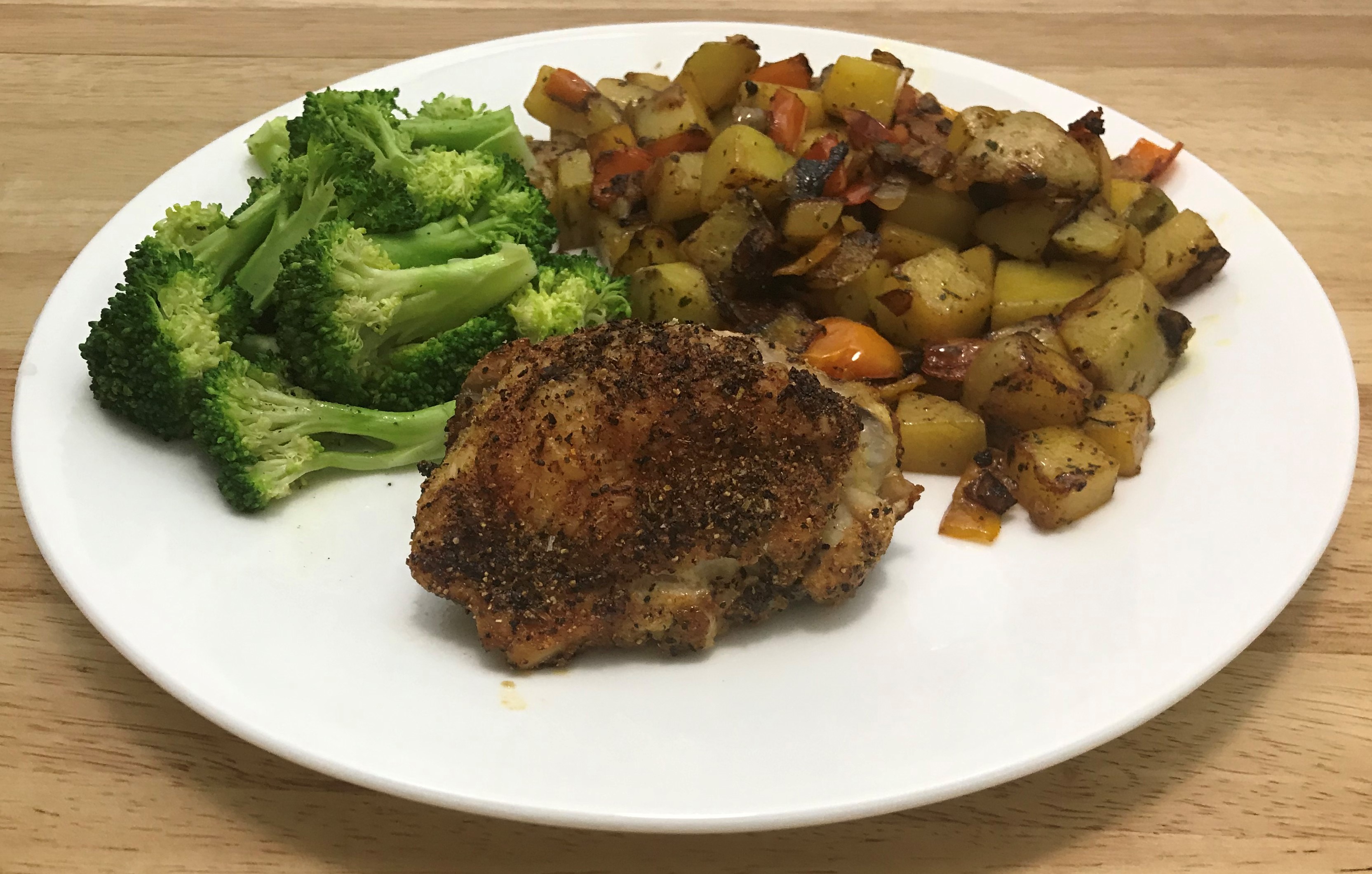 You are currently viewing Oven Roasted Chicken Thigh with O’Brien Potatoes