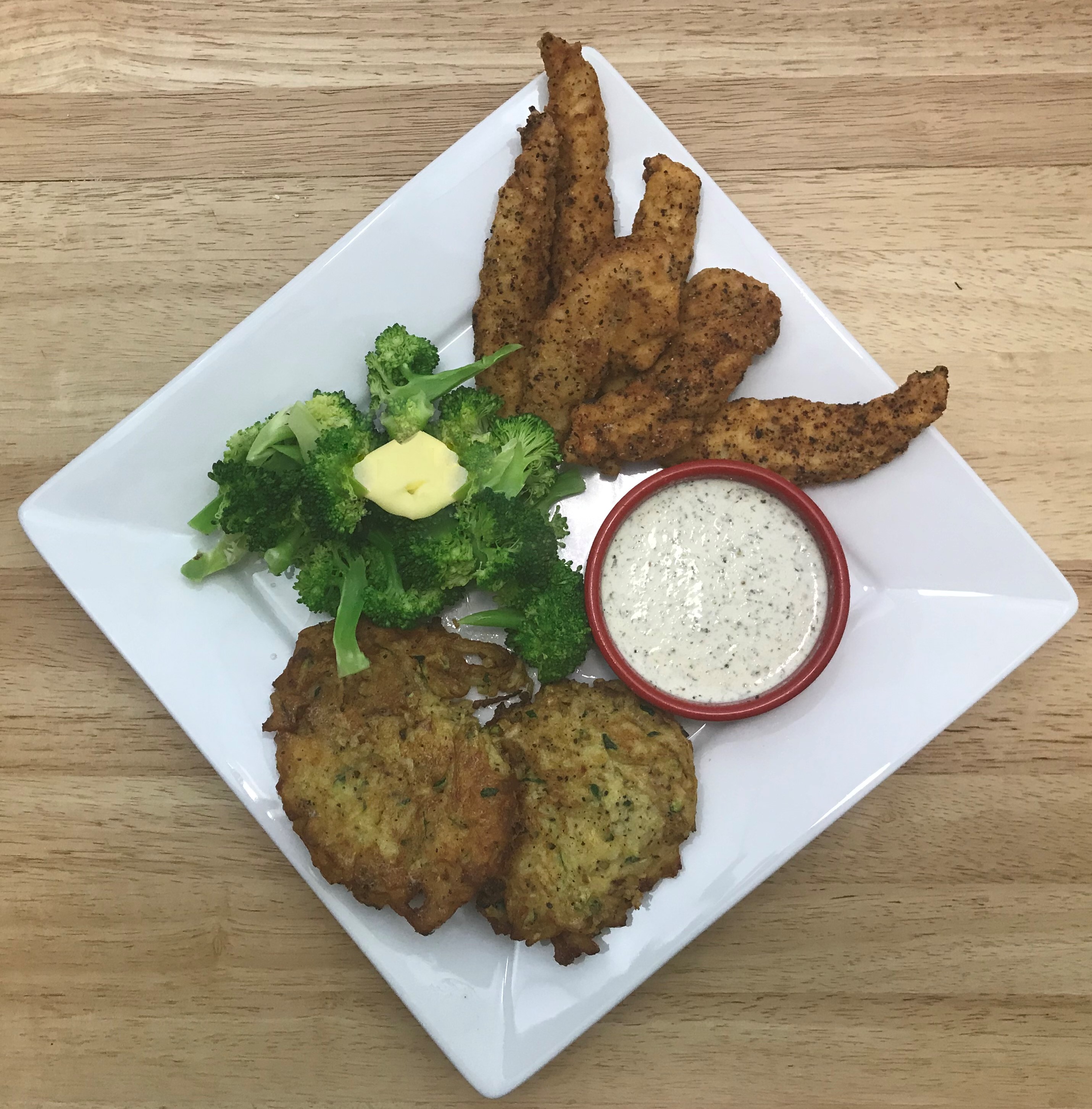 Read more about the article Fried Chicken Loins & Zucchini Fritters